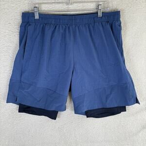 Skora Running Shorts Mens XL Blue Lined Quick Dry 7" Built in Brief Mesh